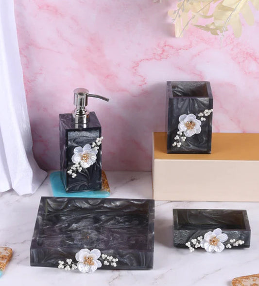 Modify Your Bathroom with the Ink Pattern Three-Piece Set from SajjaKreation