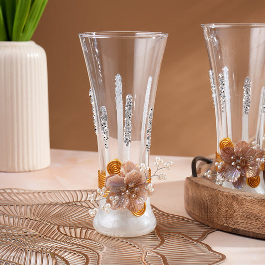 Handcrafted With Resin & Crystals Soft Drinks Glasses Set of 6