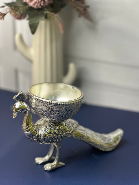 German Silver Peacock Statue