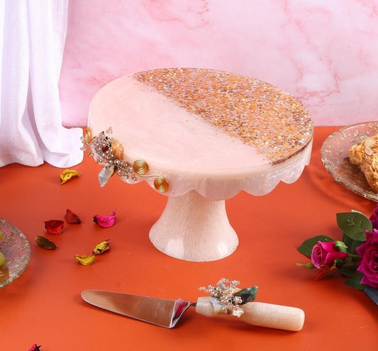 Premium Resin Cake Stand With Spatula