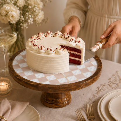 Mango Wood Cake Stand with Cake Spatula