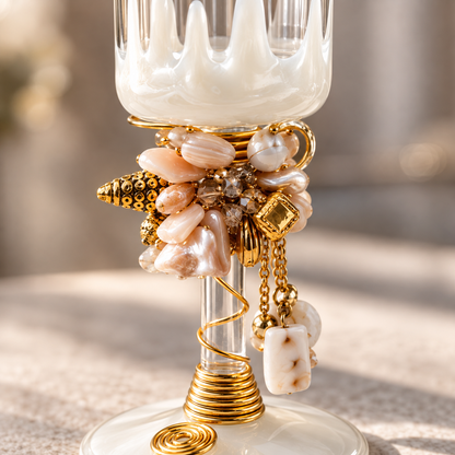 Sajja Kreation Handcrafted Pearl Accent Champagne Flute Set of 6