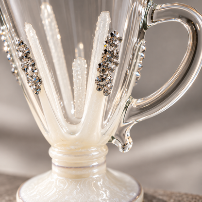 Handcrafted Tea & Coffee Cups Set of 6 with Pearlescent Accents & Crystal Embellishments