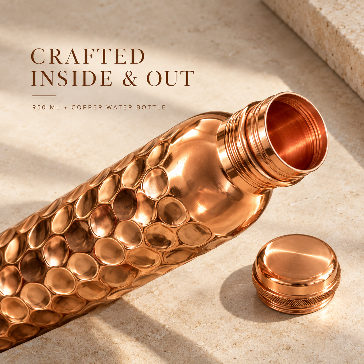 Hammered Copper Water Bottle – 950 ml
