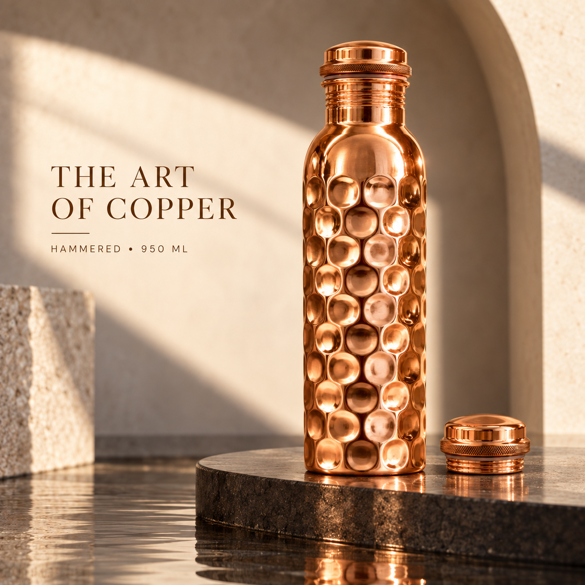 Hammered Copper Water Bottle – 950 ml