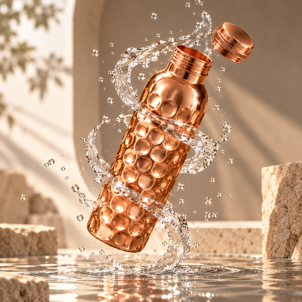 Hammered Copper Water Bottle – 950 ml