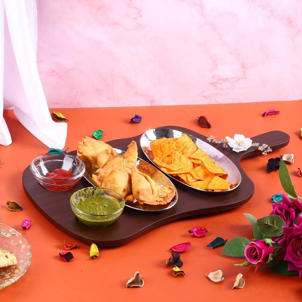 Dual Dish Serving Platter Set with Snack Bowl extra image