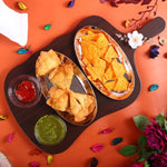 Dual Dish Serving Platter Set with Snack Bowl