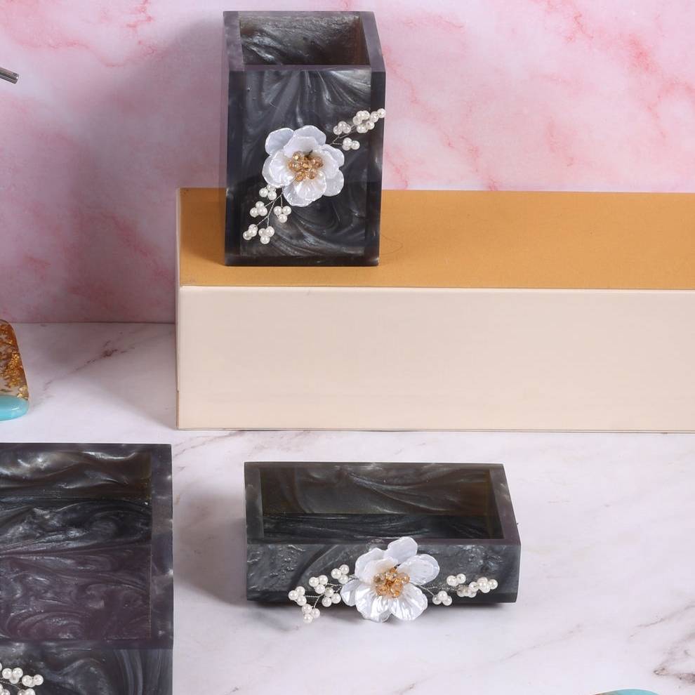 Ink Pattern Bathroom Three-piece Set Resin Bathroom Set