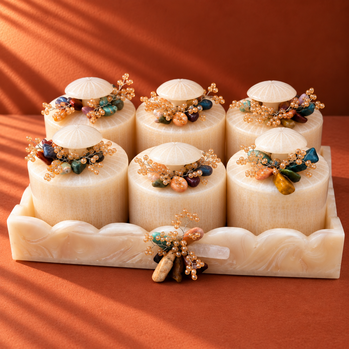 Handcrafted Resin Dry Fruit & Multipurpose Organiser Set with 6 Lidded Containers