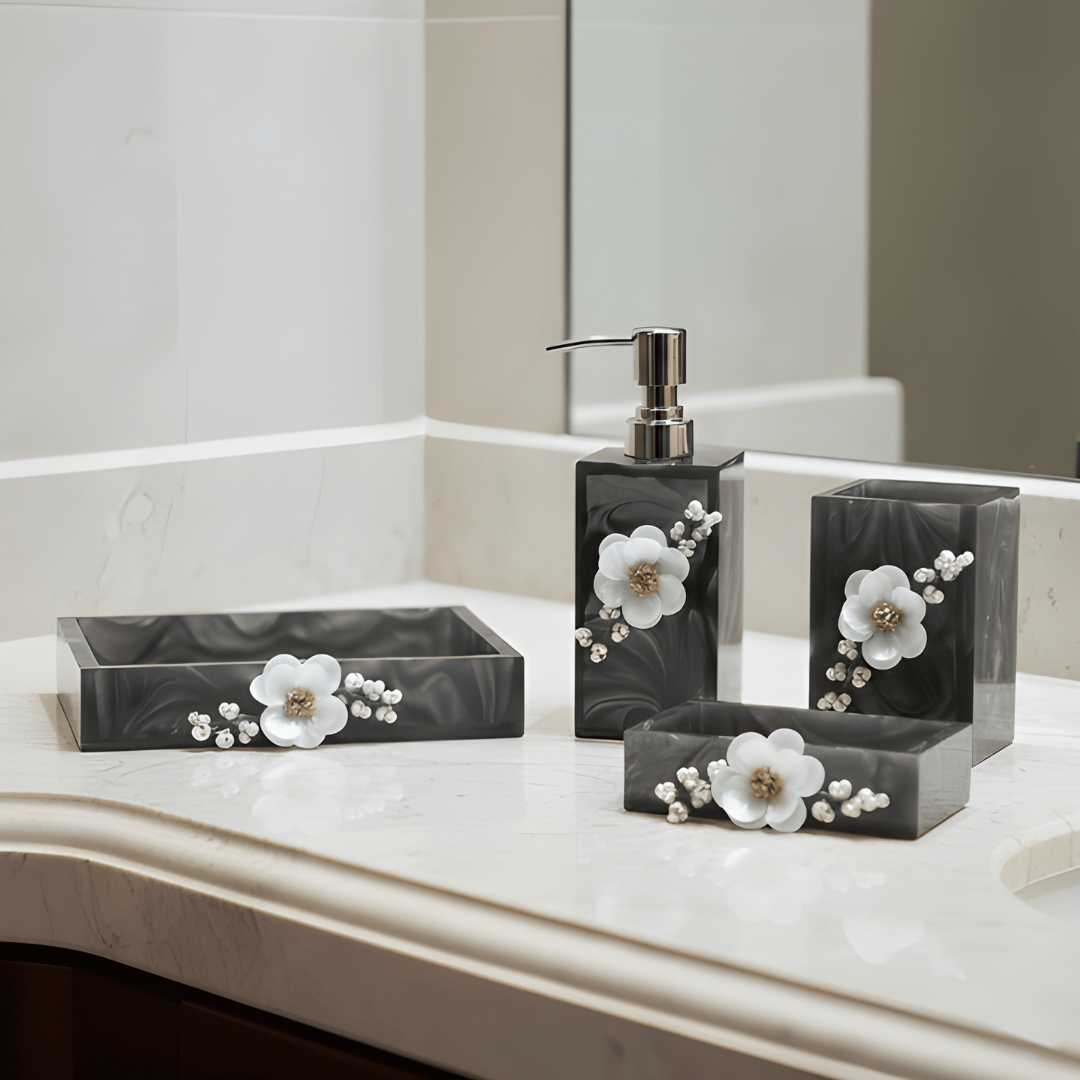 Ink Pattern Bathroom Three-piece Set Resin Bathroom Set