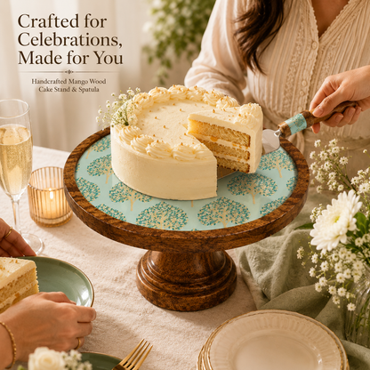 Mango Wood Cake Stand with Cake Spatula
