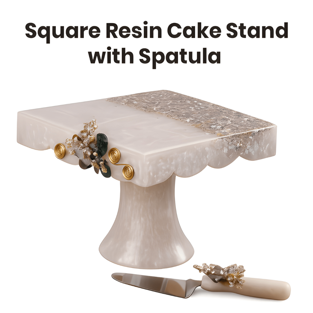 Square Resin Cake Stand with Spatula
