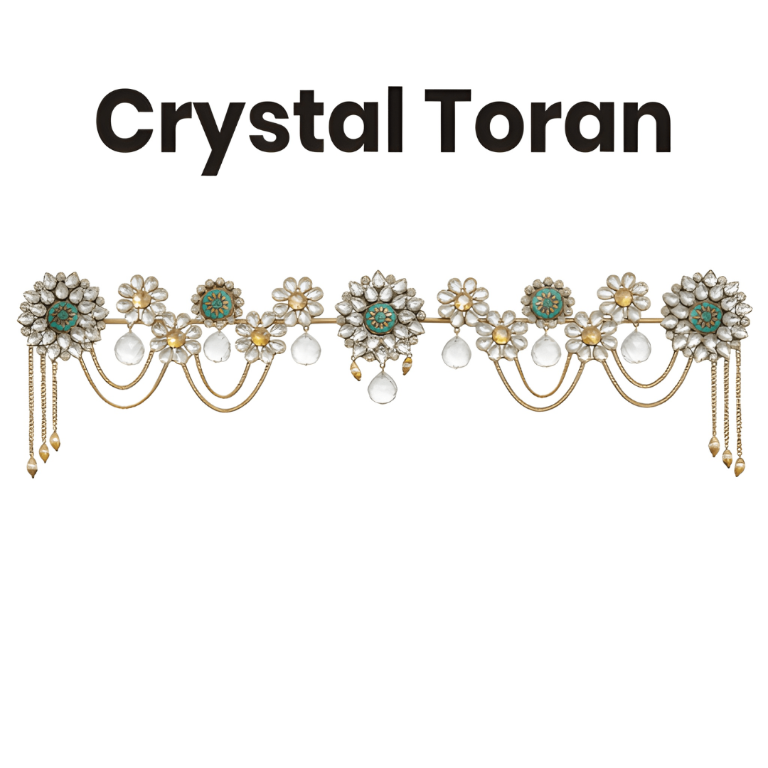 Handcrafted Metal Crystal Toran – Elegant Auspicious Door Decor