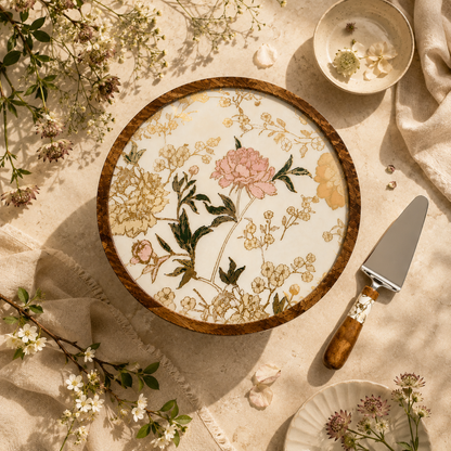 Mango Wood Cake Stand with Cake Spatula