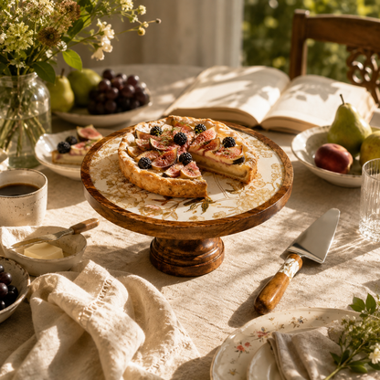 Mango Wood Cake Stand with Cake Spatula