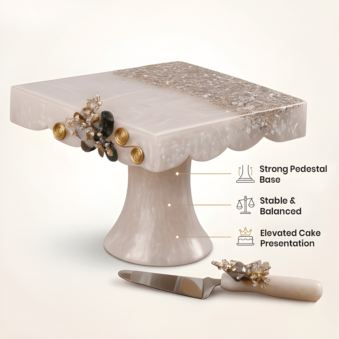 Square Resin Cake Stand with Spatula extra image