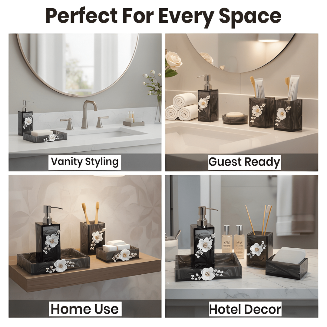 Ink Pattern Bathroom Three-piece Set Resin Bathroom Set extra image