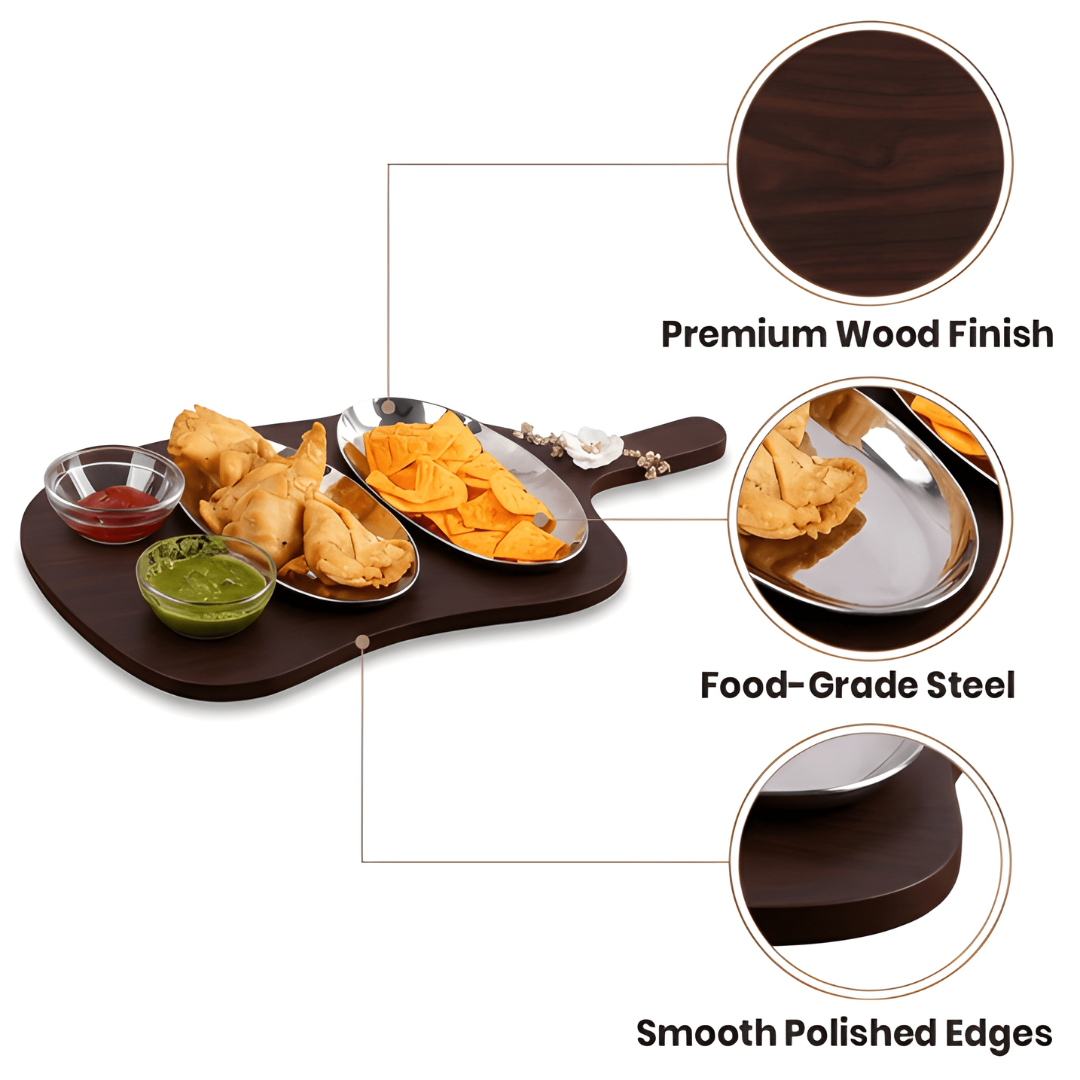 Dual Dish Serving Platter Set with Snack Bowl