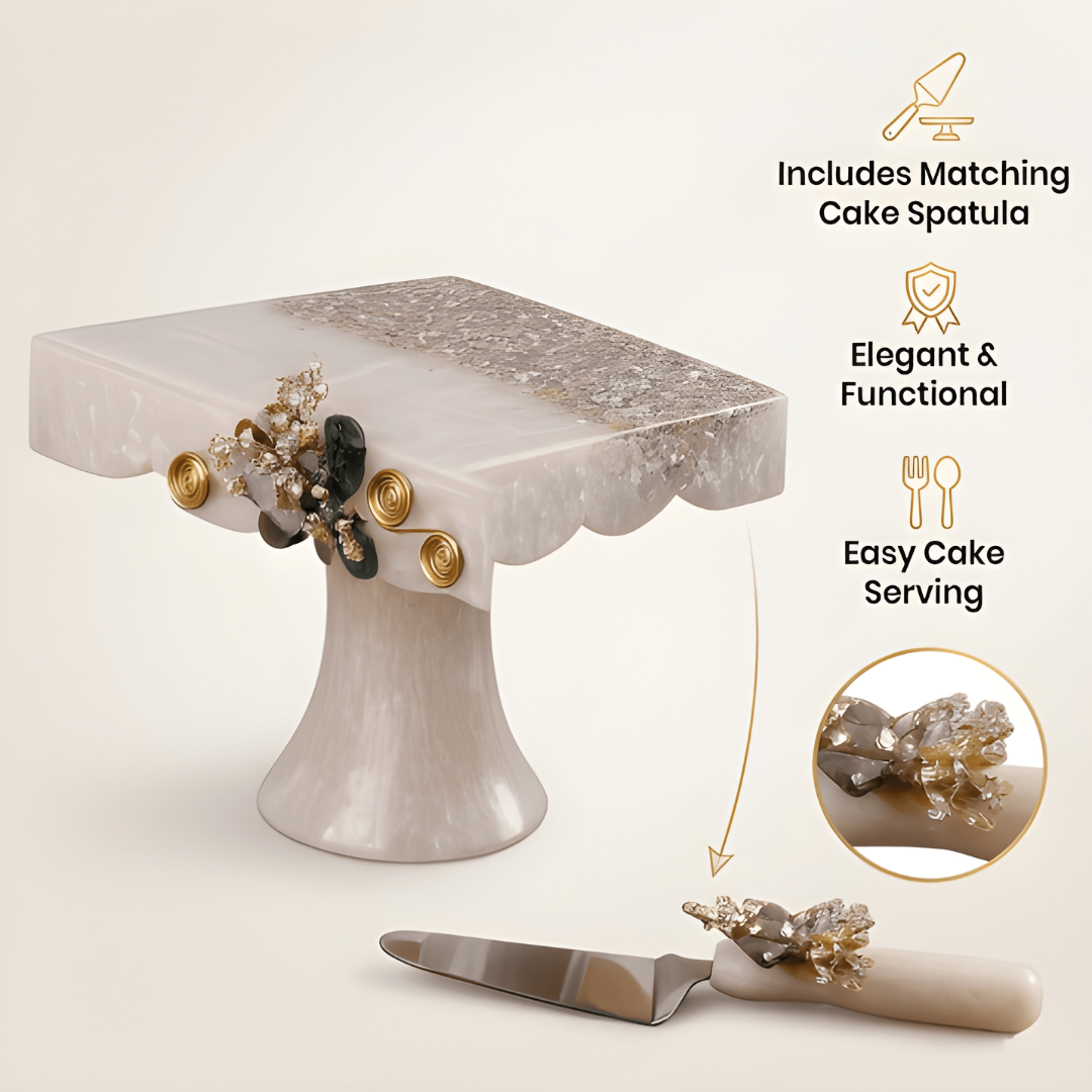 Square Resin Cake Stand with Spatula