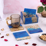 Blue Sparkle Resin Coasters Set