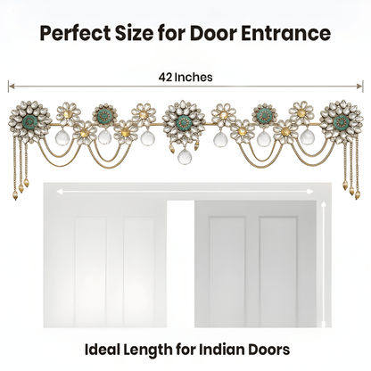 Handcrafted Metal Crystal Toran – Elegant Auspicious Door Decor