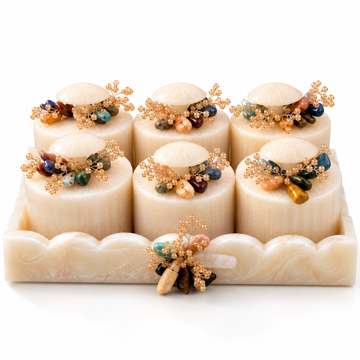 Handcrafted Resin Dry Fruit & Multipurpose Organiser Set with 6 Lidded Containers