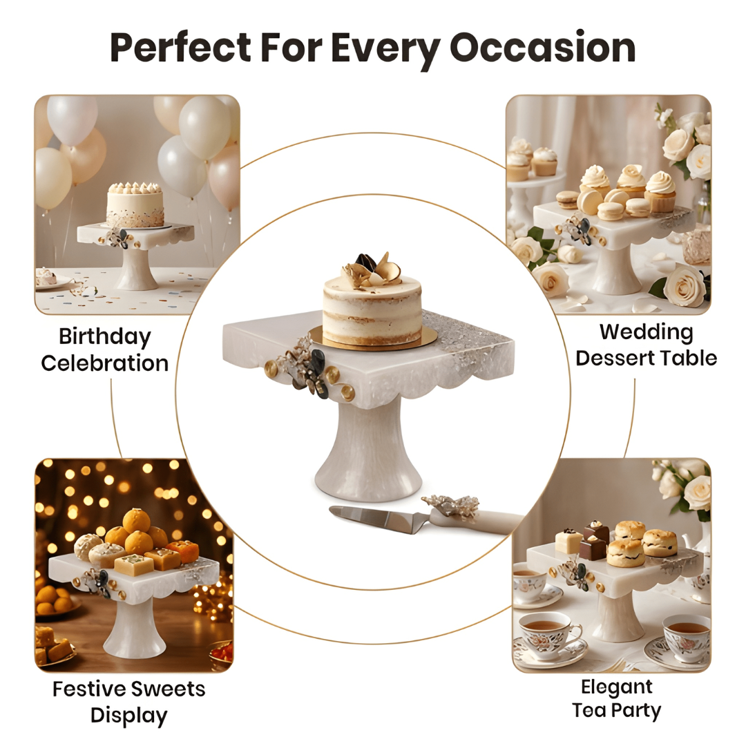 Square Resin Cake Stand with Spatula