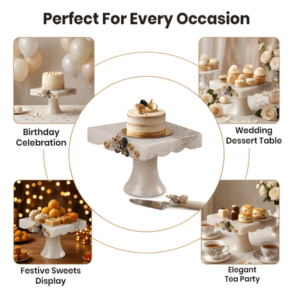 Square Resin Cake Stand with Spatula