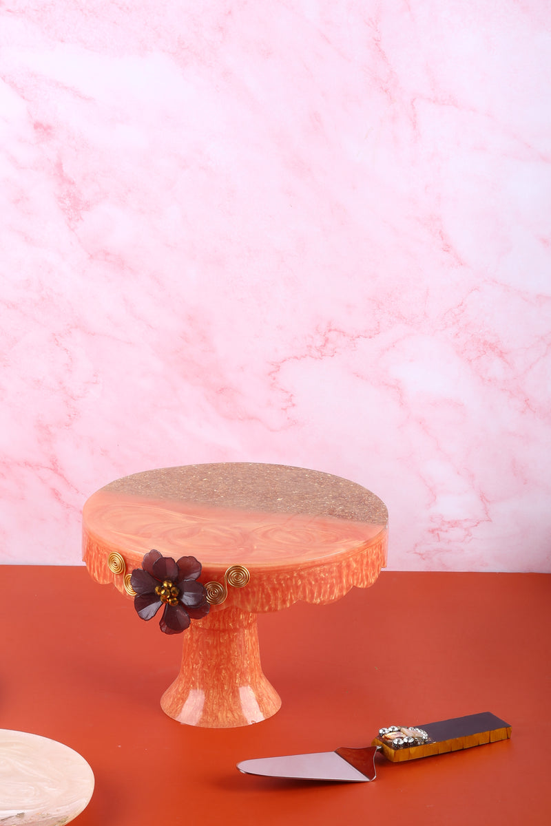 Cake Stand With Spatula - Resin - Single Piece