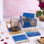 Blue Sparkle Resin Coasters Set