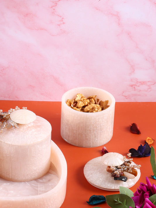 White Marble Dry Fruit Organiser Set