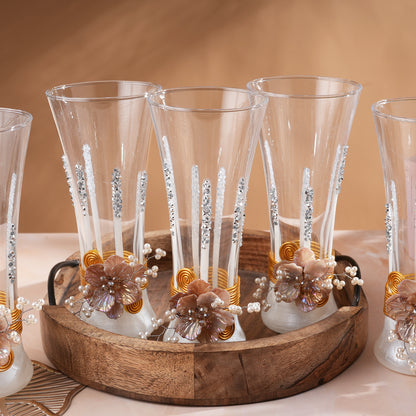 Handcrafted With Resin & Crystals Soft Drinks Glasses Set of 6