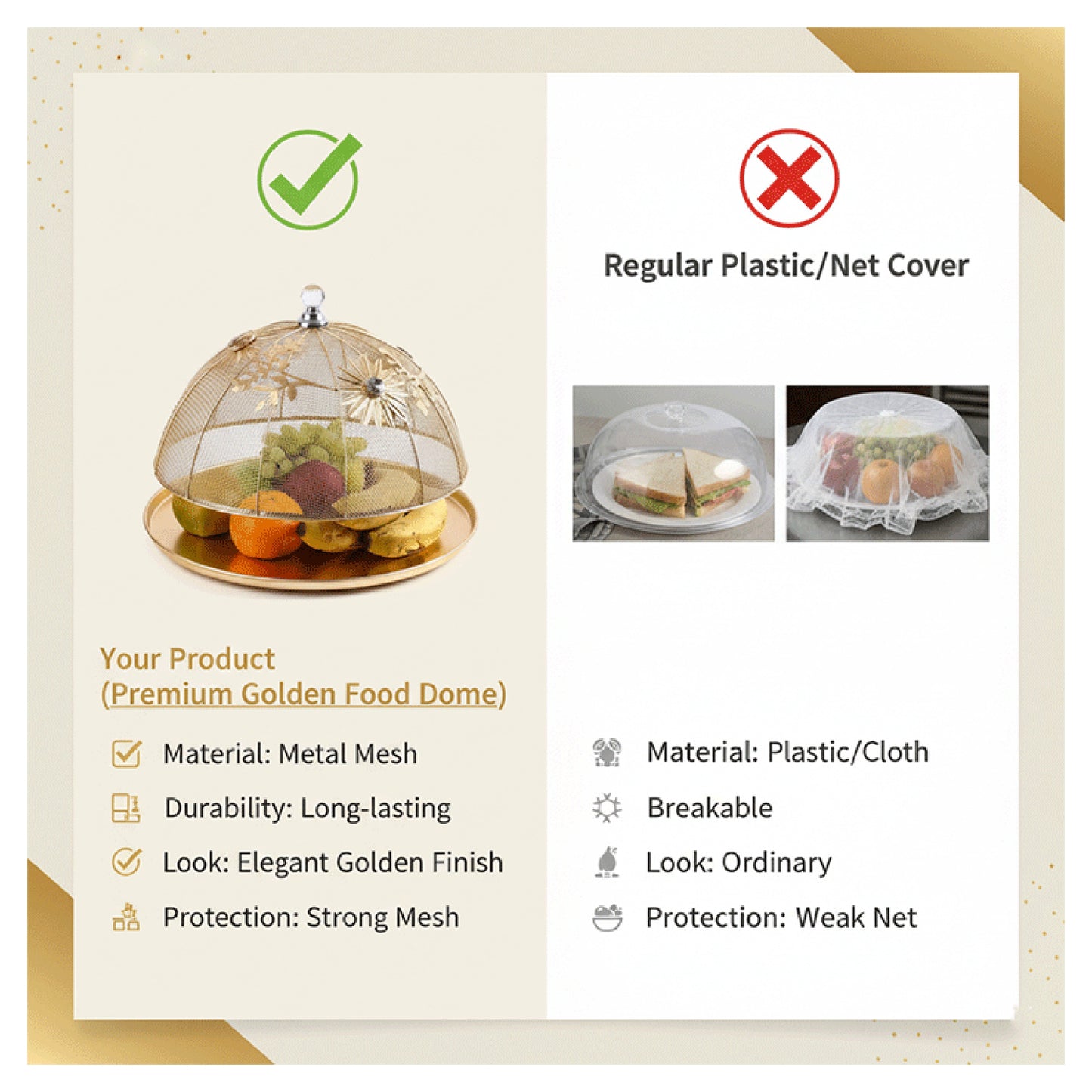 Golden Iron Fruit and Cake Net