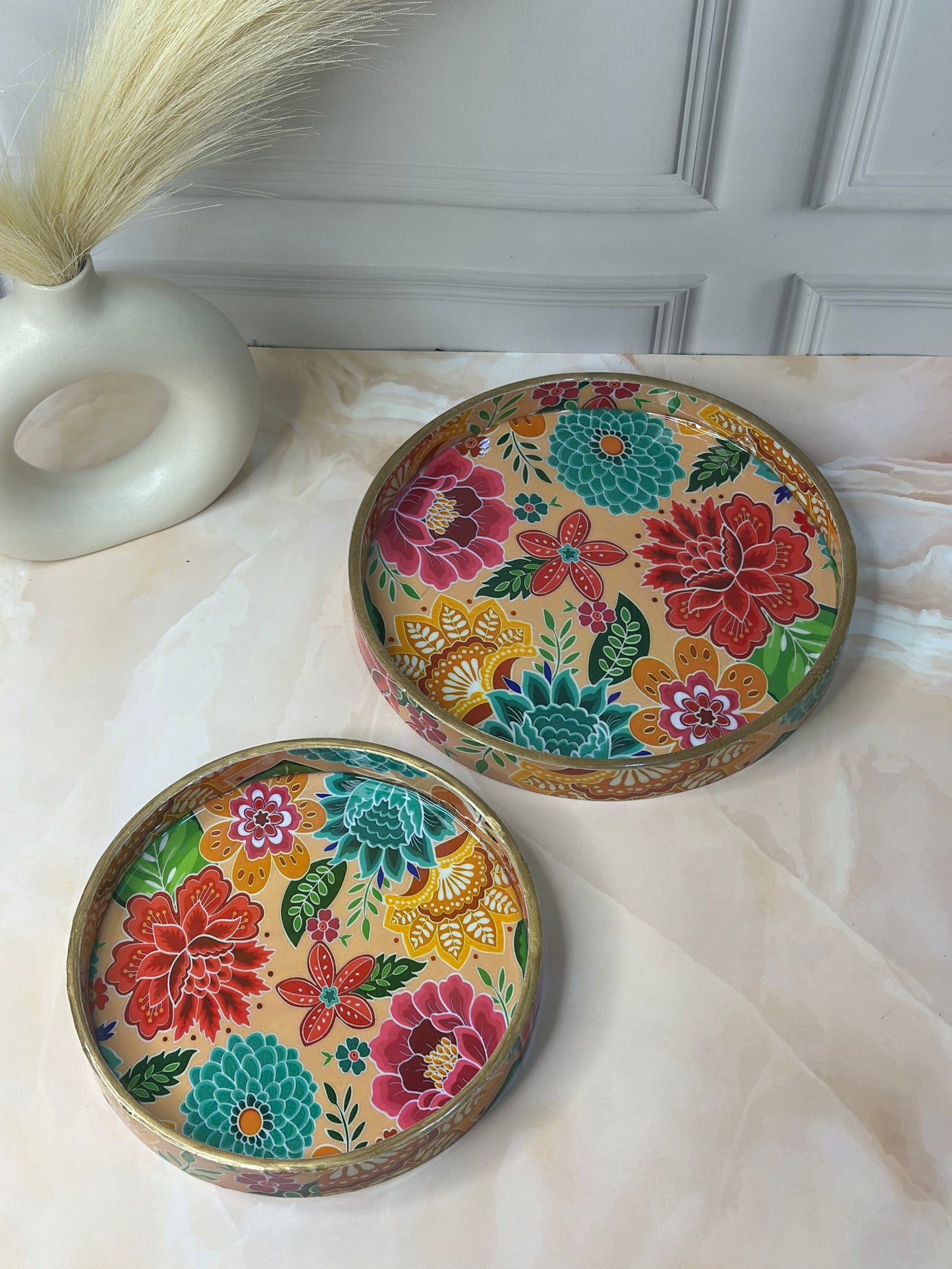 Round Serving Tray Set of 2- Style-2