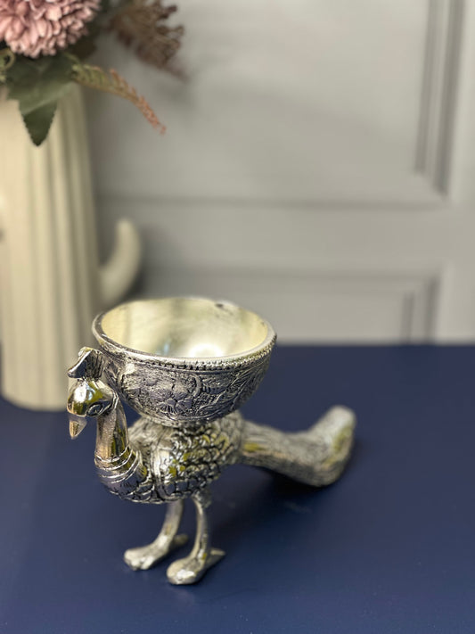 German Silver Peacock Statue