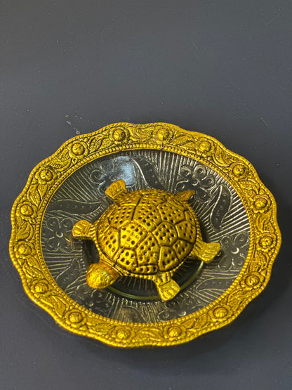 Electroplates Turtle with Glass Bowl