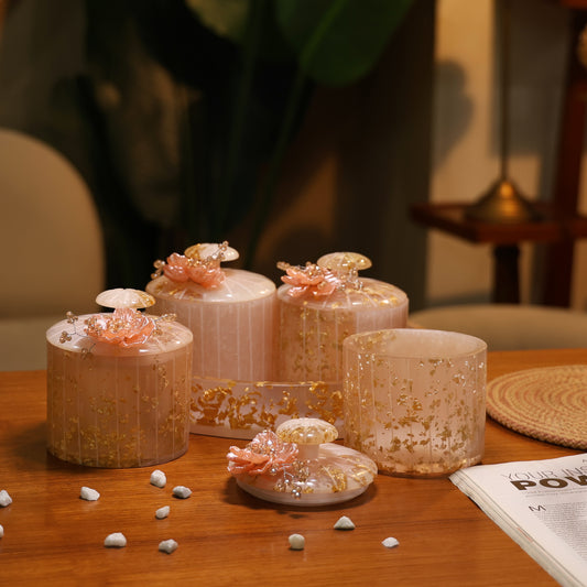 Resin Airtight 4 Jar Organiser with Handmade Motifs