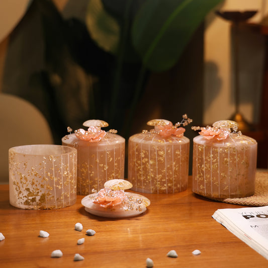 Resin Airtight 4 Jar Organiser with Handmade Motifs