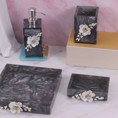 Ink Pattern Bathroom Three-piece Set Resin Bathroom Set