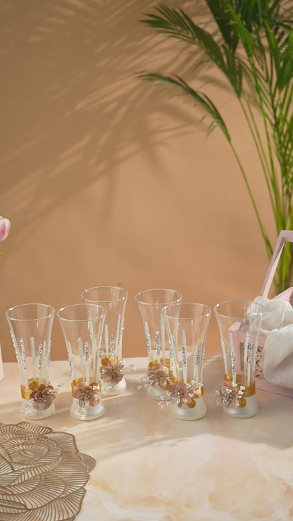 Handcrafted With Resin & Crystals Soft Drinks Glasses Set of 6
