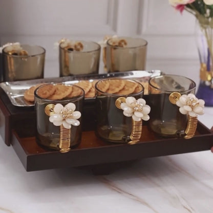 Latest handicrafts Wooden Serving Tray with Utensils