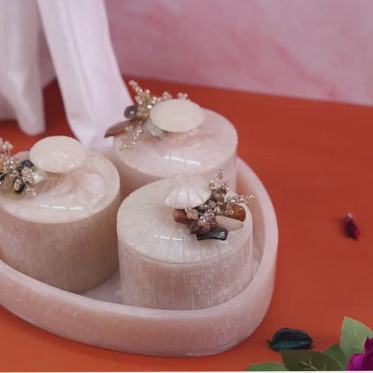 White Marble Dry Fruit Organiser Set
