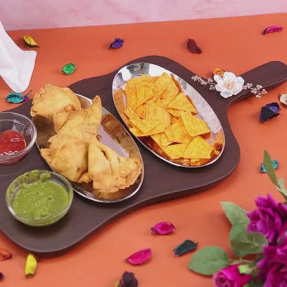 Dual Dish Serving Platter Set with Snack Bowl
