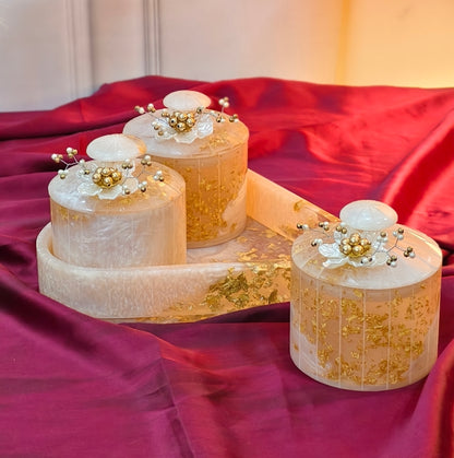 Jar Organiser - 3 Airtight Containers With Tray