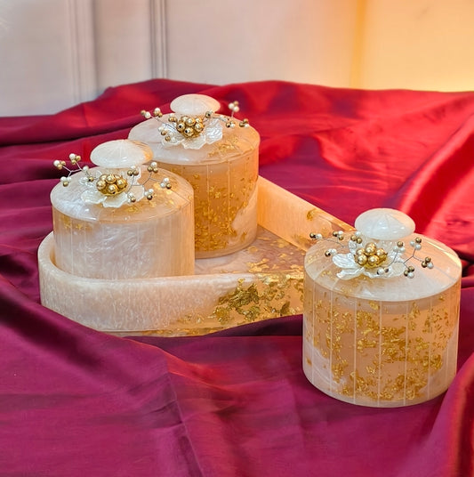 Jar Organiser - 3 Airtight Containers With Tray