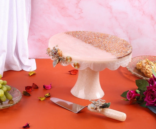 Premium Resin Cake Stand With Spatula