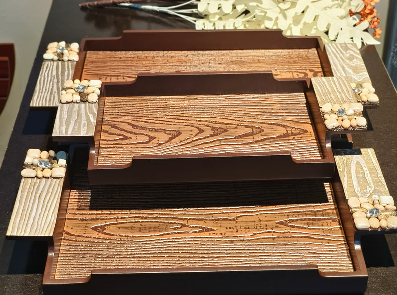 Wooden Serving Tray Set